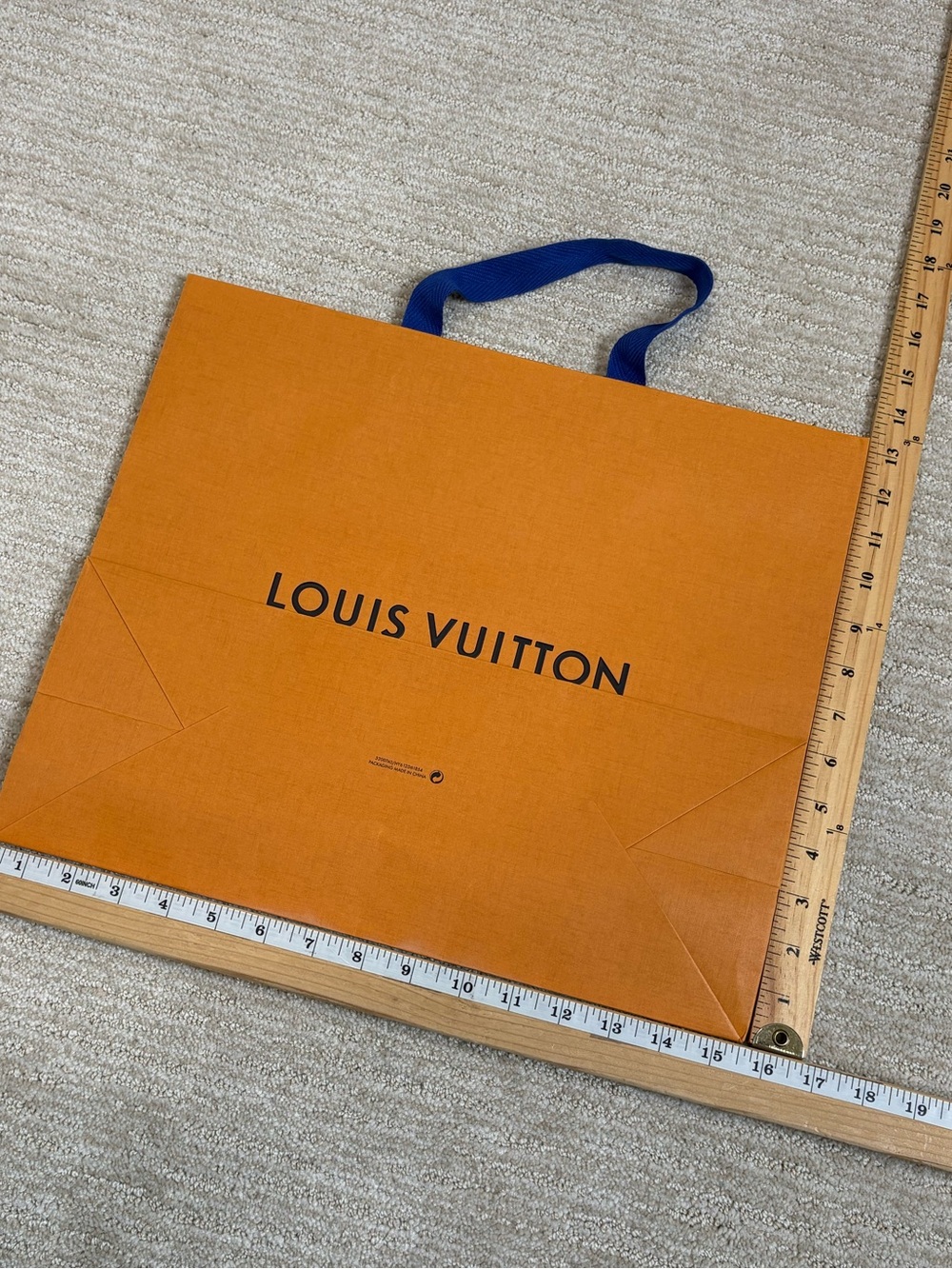 Louis Vuitton Authentic Large Orange & Blue Paper Shopping Bag 15 5/8" X 13 1/4" - Picture 5 of 9